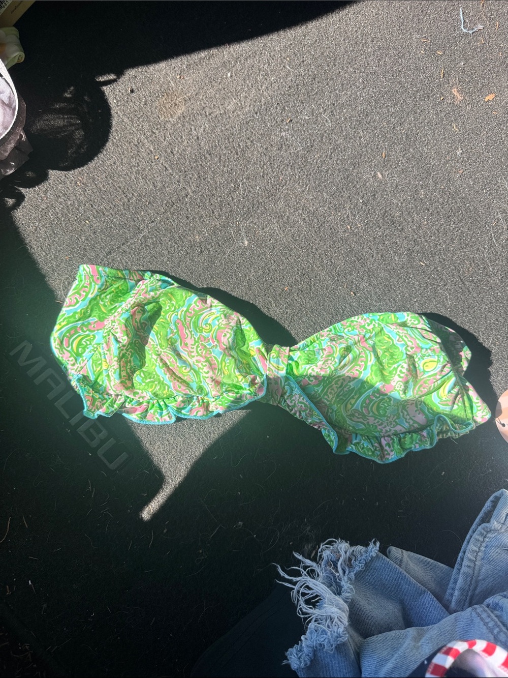 Green Paisley Bandeau Bikini Top